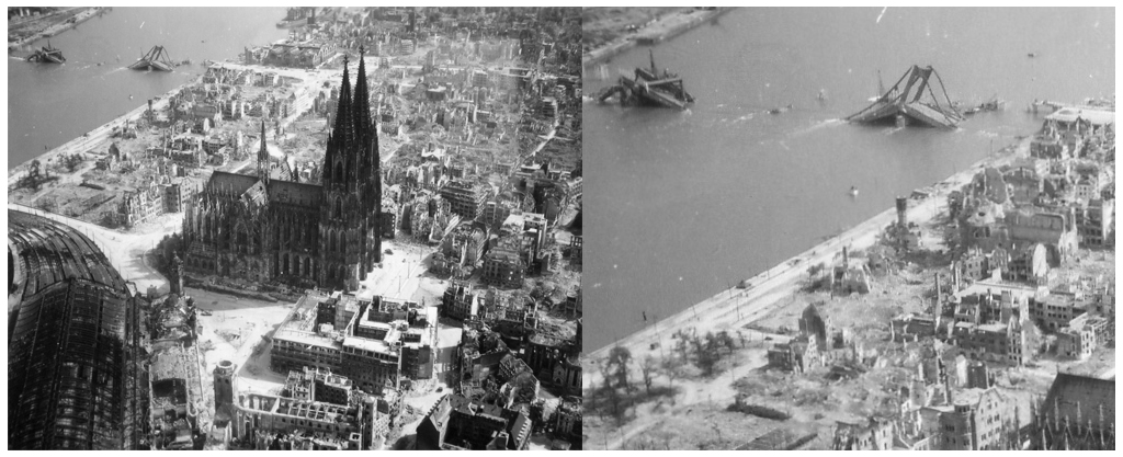 Effaith cyrch bomio Prydain ar Cologne Mai 1942